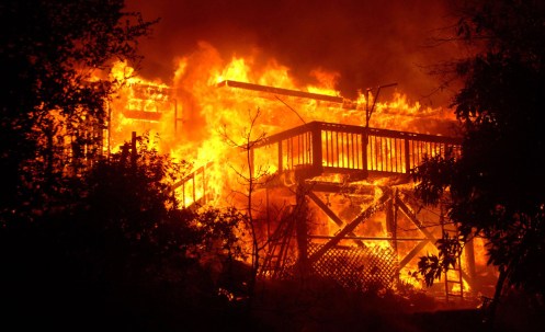 a huge multi million dollar home goes up in flames as a raging wildfire swept through montecito calif outside santa barbara