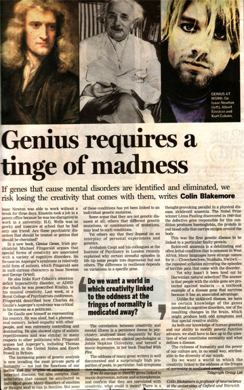 Genius Requires a Tinge of Madness