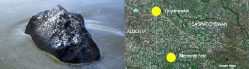 Fragments of a meteorite were found in a small pond at Buzzard Coulee, Sask. on Friday. - Meteorites fell near Buzzard Coulee, Sask., about 40 kilometres southeast of Lloydminster [Google maps]