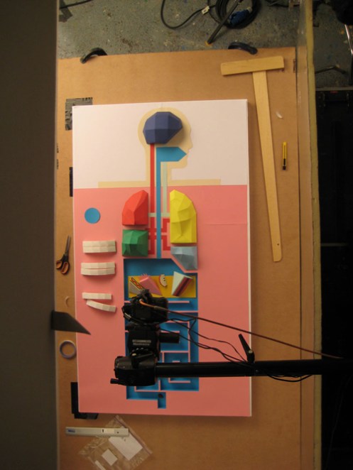 Kelly’s studio set up during the shoot