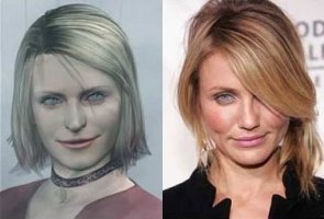 Maria from Silent Hill 2 game and Cameron Diaz [ don't they look similar?]