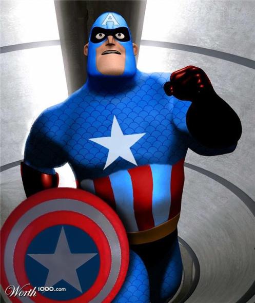 Mr. Incredible as Captain America
