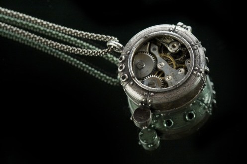 Submarine Hatch Watch Movement Locket Sterling Silver New 2010 Fall Release Upper Rust Collection