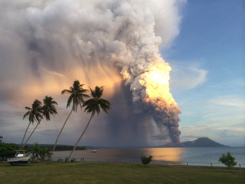 Mount Tavurvur erupts on Aug. 29 in eastern Papua New Guinea - Oliver Bluett