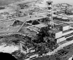 The Chernobyl nuclear power plant sits crippled two to three days after the explosion in Chernobyl, Ukraine in April, 1986. In front of the chimney is the destroyed 4th&nbsp;reactor.