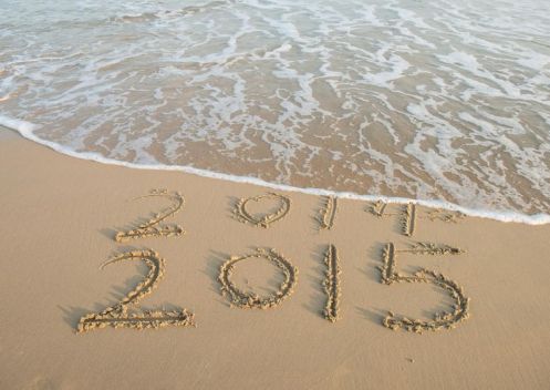 new year 2015 written in sand