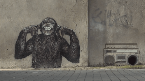 Stencils by JPS. Screenshot from the Hyundai ad.