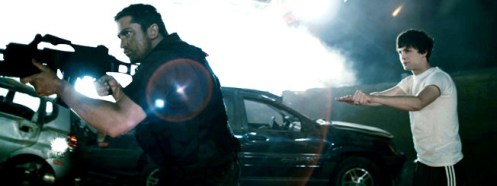 Gerard Butler stars as Kable and Logan Lerman stars as Simon in Lionsgate Films' Gamer (2009)